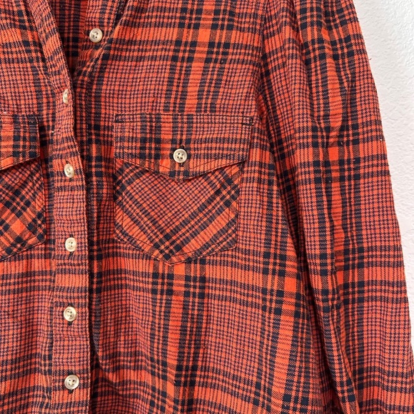 We The Free Orange Plaid Button-Up Shirt XS - Picture 2 of 5